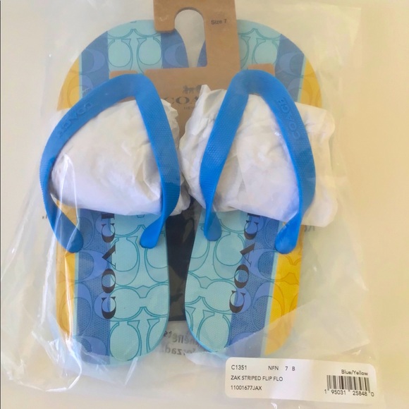 NEW Coach Zak Signature Striped Flip Flop Sandals - Picture 13 of 13